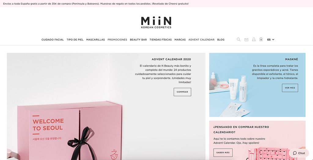 Diseño página web Miin Cosmetics